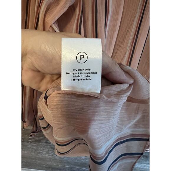 Anthropologie Hemant Nandita Sz Small Silk Blouse Top Tie Preppy Stripped Paris - Picture 12 of 13